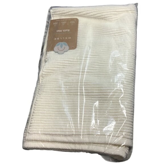 Wellbe Bath Mat White 100% Turkish Cotton Blend Anti-Slip 20" x 34" Absorbent - Picture 1 of 4